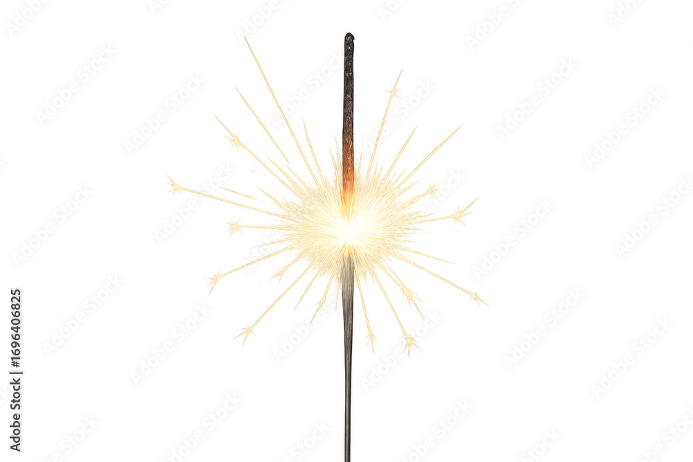Poster burning sparkler on transparent background creating festive atmosphere