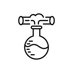 Chemical reaction in a laboratory flask with bubbling fumes