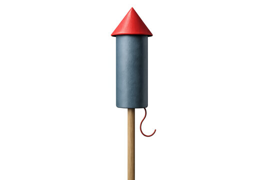 Firework rocket standing with transparent background ready to launch