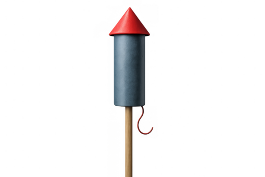 Firework rocket standing with transparent background ready to launch