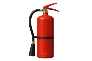 Red fire extinguisher on transparent background preventing fire hazard