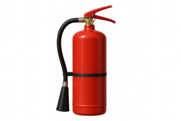 Red fire extinguisher on transparent background preventing fire hazard