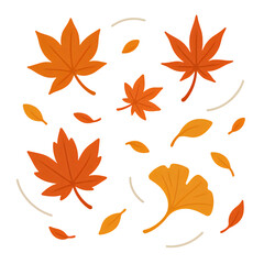 舞い散る秋の葉イラスト｜Falling Autumn Leaves