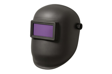 Fototapeta premium Black welding helmet protecting face on transparent background
