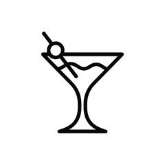 Simple line art icon of a martini glass with a garnish