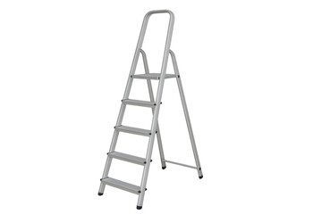 Metal ladder standing on transparent background