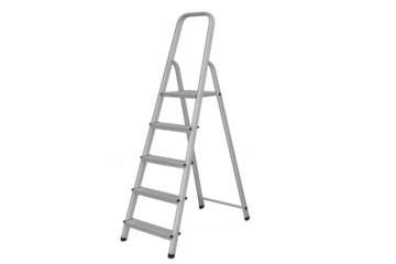 Metal ladder standing on transparent background