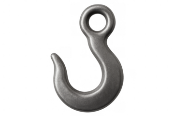 Metal hook lifting equipment on transparent background