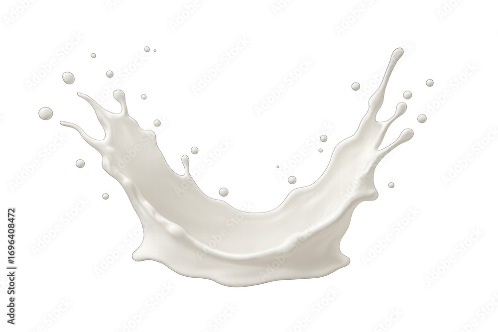 Poster realistic milk splashing and making a crown shape on transparent background
