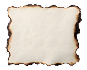 Burnt paper with charred edges isolated on transparent background