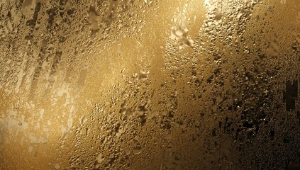 Textured gold pattern on a warped glass surface