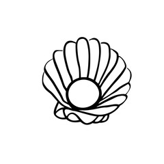 Vector illustration of a seashell icon on a white background