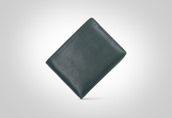 Genuine leather fashionable black wallet for men's isolated on a white background. A professional...