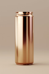 Tall copper tin can on warm beige background