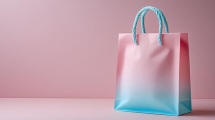 a soft pastel-colored shopping bag with a gentle gradient transitioning from pink to light blue 