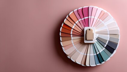 Color swatches arranged in a circle,  pale pink background