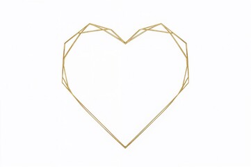 Golden geometric heart outline on a white backdrop. Valentine's Day 14th February celebration design for wedding invites.