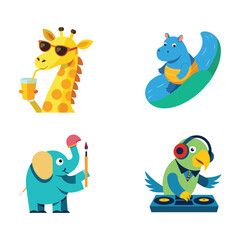 Naklejka premium vector funny animal cherecter