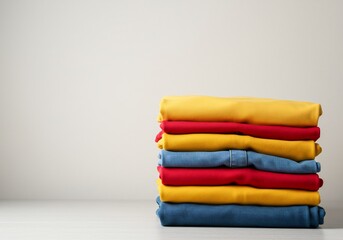 カラフルなシャツの積み重ね写真