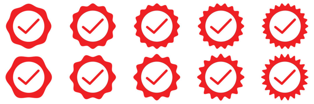Verified badge icon tick, check marks set symbol, guaranteed safety person sign, checkmark signs, account verification icon, certificate quality certify, set verified profile badges EPS 10