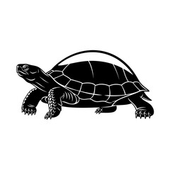 Fototapeta premium Majestic black tortoise silhouette with detailed shell and claws, symbolizing patience, longevity, and natural resilience for ecological or symbolic projects