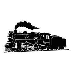 Powerful vintage steam locomotive billowing smoke majestically on railway tracks evoking nostalgia and industrial heritage for captivating travel and history projects.