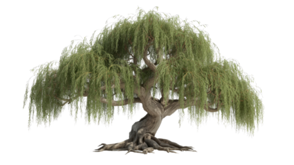 Ancient Weeping Willow Tree, Isolated on Transparent Background - 3D Render