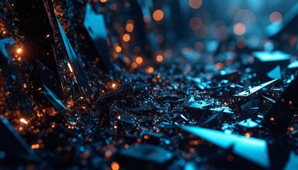 closeup of shattered glass surface