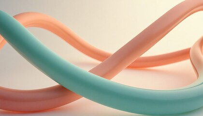 abstract 3d rendering of two curved lines in different colors one light blue and other peach