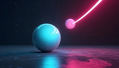 3d rendering of planet with blue sphere in center