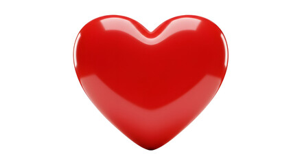 Obraz premium Red heart glossy shape for love and romance concept isolated PNG with Transparent Background