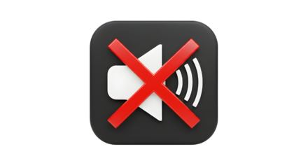 Mute speaker icon for silence isolated PNG with Transparent Background