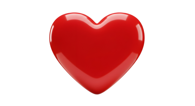 Red heart shape for love and Valentines Day concept isolated PNG with Transparent Background