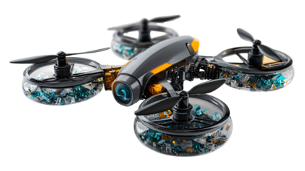 Skyborne Gaze: A futuristic drone, adorned with intricate details, showcases cutting-edge technology, perfect for aerial exploration and advanced imaging.
