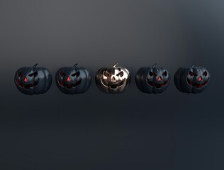 halloween pumpkins on black background