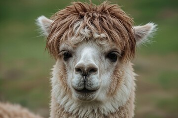 Obraz premium Detailed close-up of a pet alpaca's face