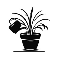 Vector illustration of a potted houseplant with lush leaves, perfect for home decoration