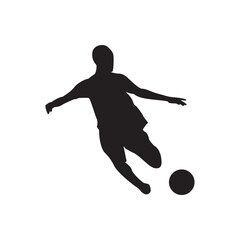 Soccer kick silhouette. Dynamic silhouette of a player striking the ball, clean sports vector.
