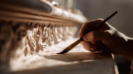 Artistic carving process captured in warm light