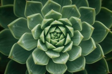 Fototapeta premium Detailed view of a green succulent plant displaying a balanced rosette pattern