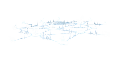 Abstract sketch of a cityscape with buildings and roads in light blue isolated on transparent background, a minimalist and artistic representation