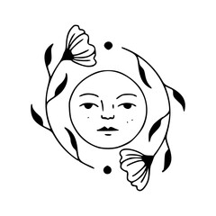 celestial and botanical hand drawn art