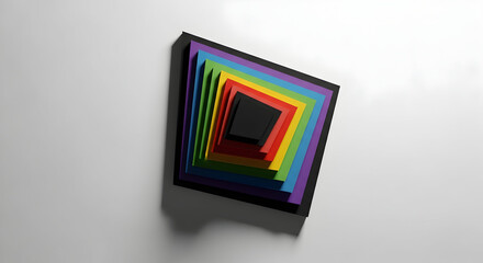 Vibrant Three-Dimensional Geometric Art with Layered Rainbow Colors
