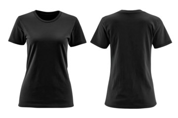 Front and back view of a dark gray women's crew neck t-shirt