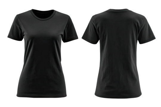 Front and back view of a dark gray women's crew neck t-shirt