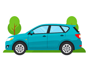 Fototapeta premium Flat Vector Small Family Hatchback Icon with Minimalist Style, Isolated on Transparent Background PNG