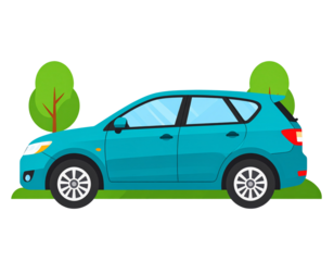 Flat Vector Small Family Hatchback Icon with Minimalist Style, Isolated on Transparent Background PNG