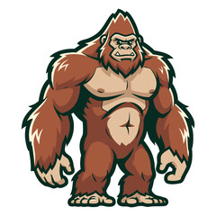 Fototapeta premium Strong Bigfoot Cartoon Fierce Sasquatch Mascot Art