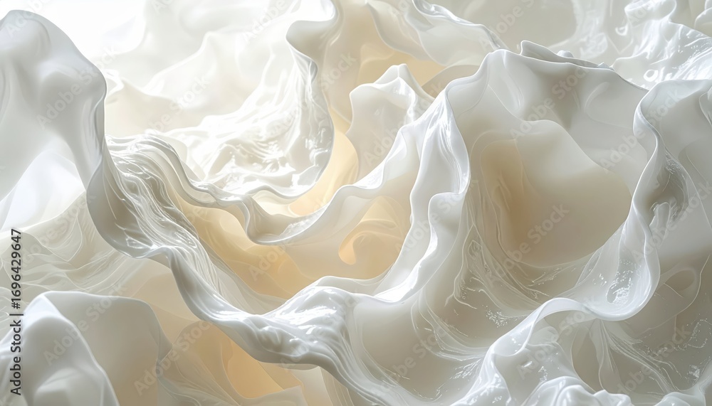 Poster elegant white fabric texture with soft flowing layers in light