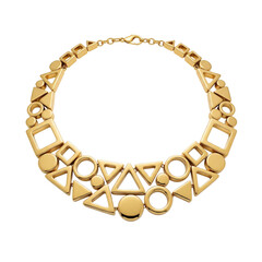 Obraz premium Geometric gold statement necklace isolated on transparent background